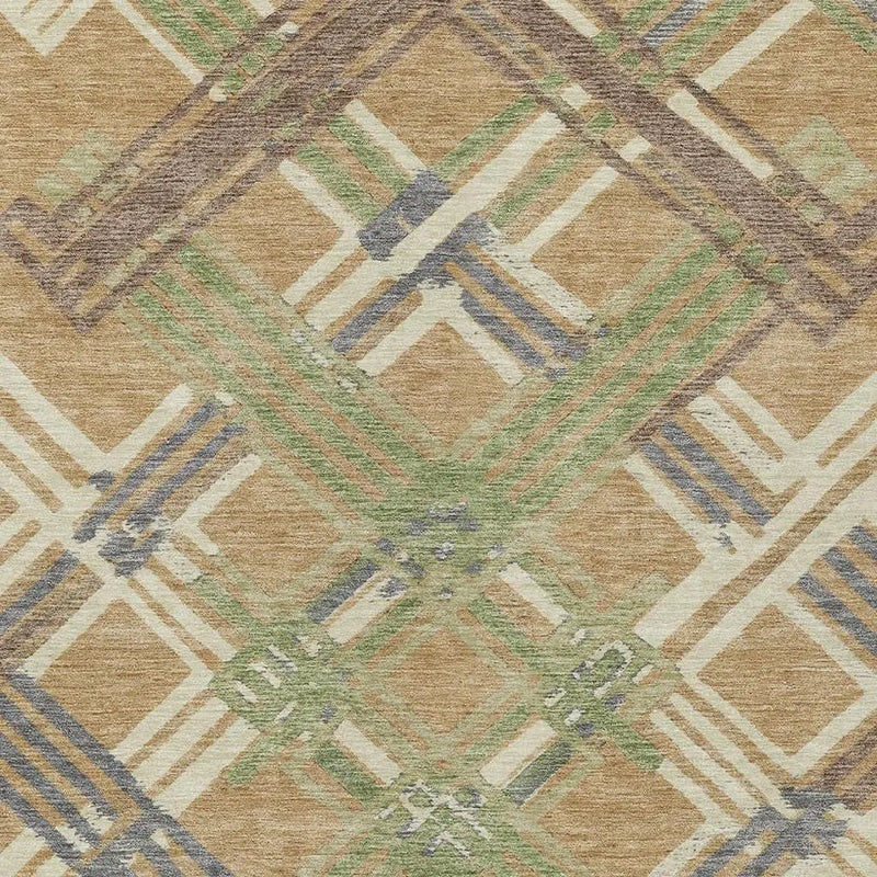 9' X 12' Gold And Brown Geometric Washable Indoor Outdoor Area Rug Homeroots Outdoor