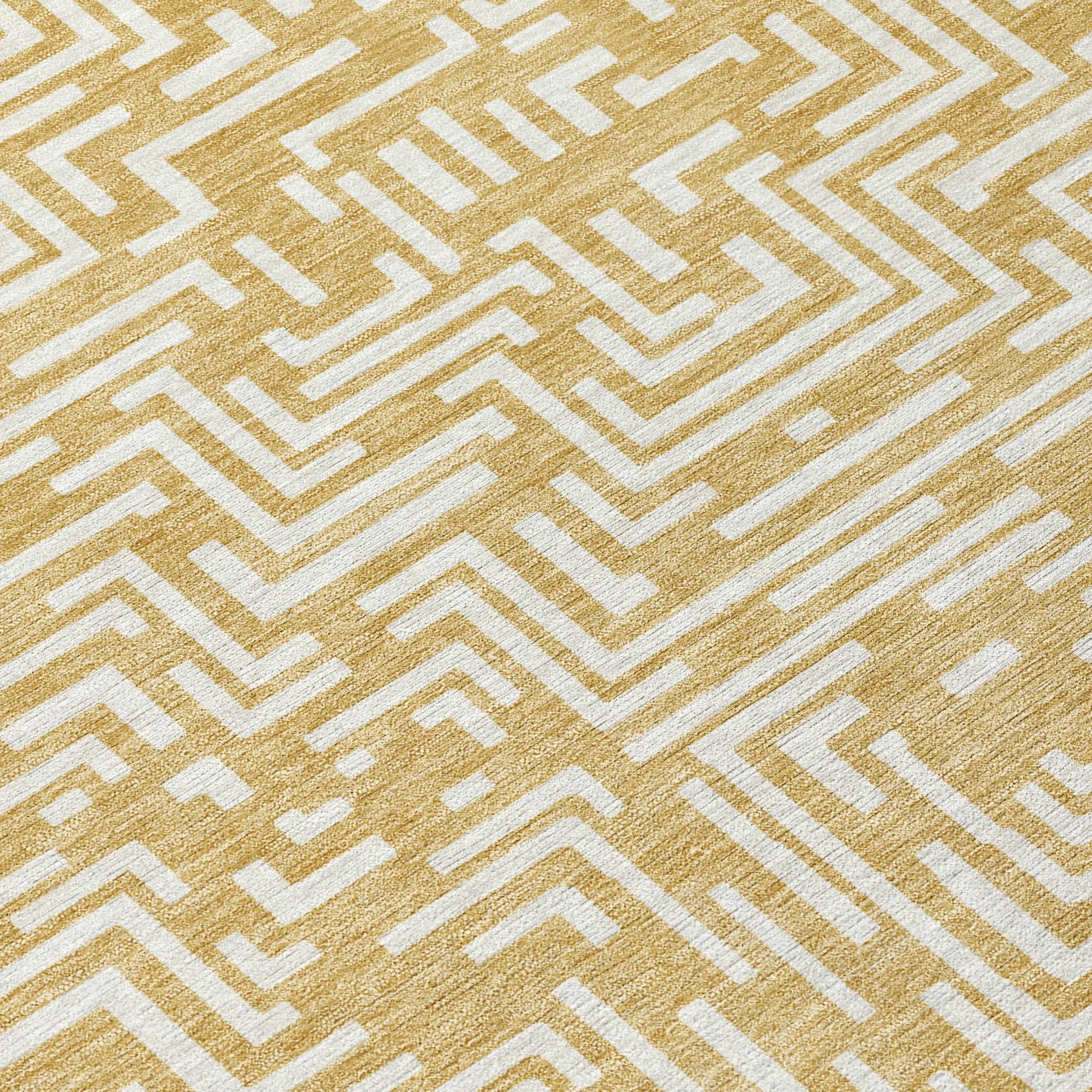 9' X 12' Gold And Brown Geometric Washable Indoor Outdoor Area Rug Homeroots Outdoor