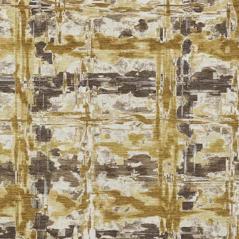 9' X 12' Gold And Coffee Abstract Washable Indoor Outdoor Area Rug Homeroots Outdoor