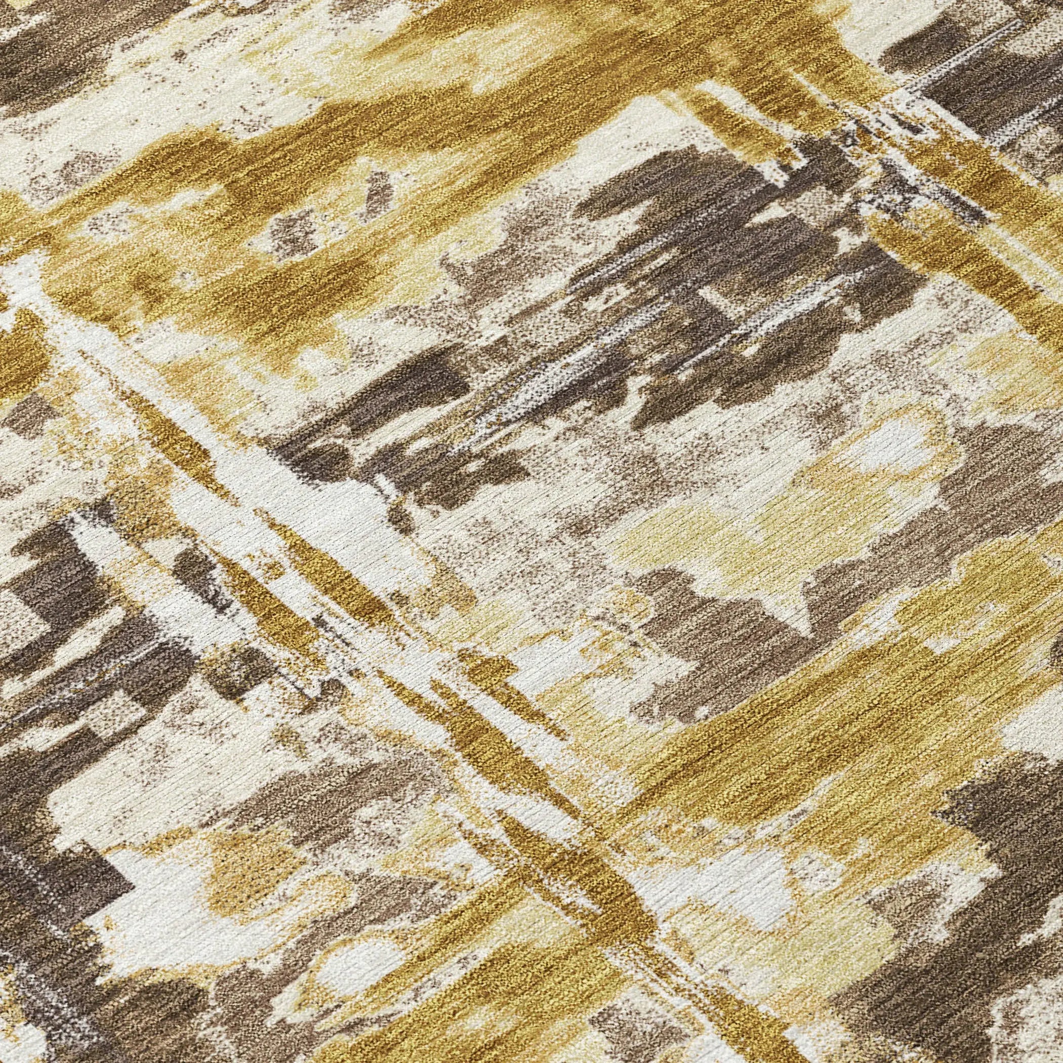 9' X 12' Gold And Coffee Abstract Washable Indoor Outdoor Area Rug Homeroots Outdoor