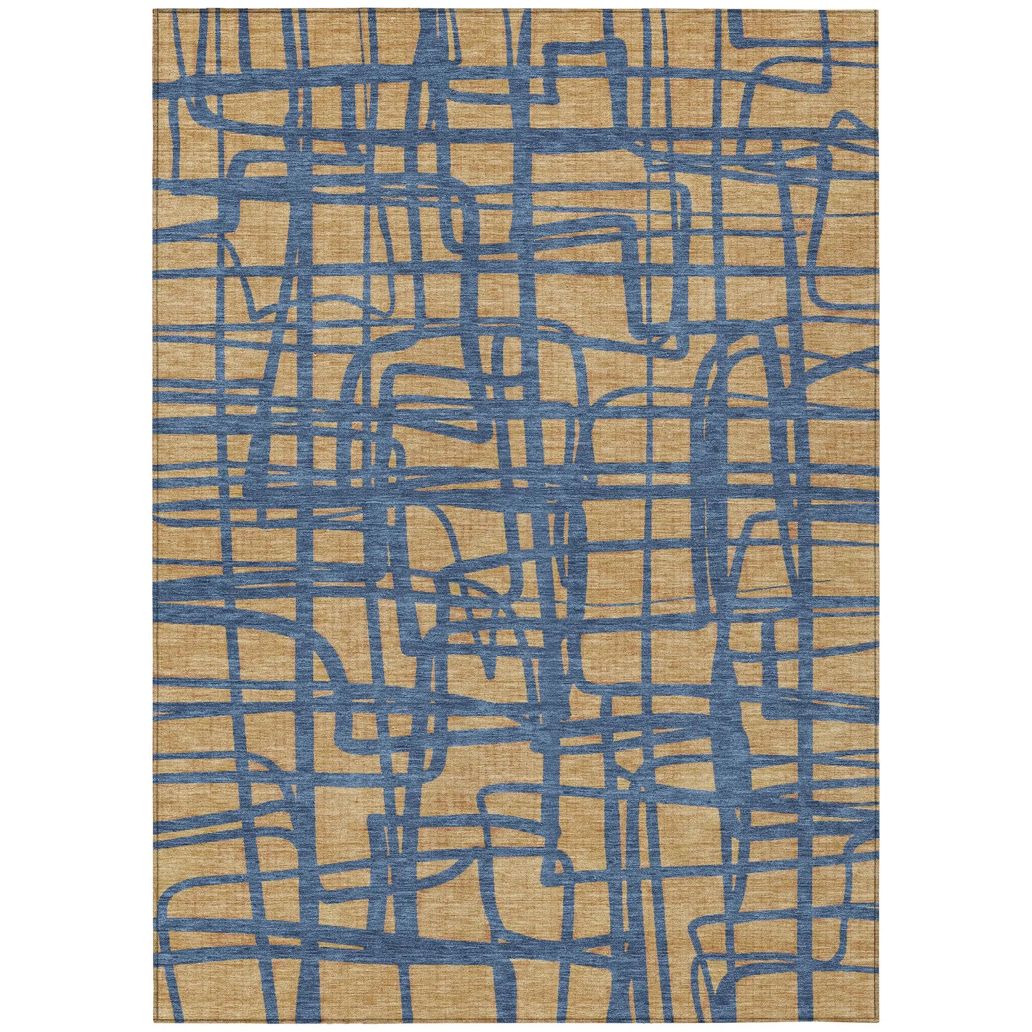 9' X 12' Gold And Copper Abstract Washable Indoor Outdoor Area Rug Homeroots Outdoor