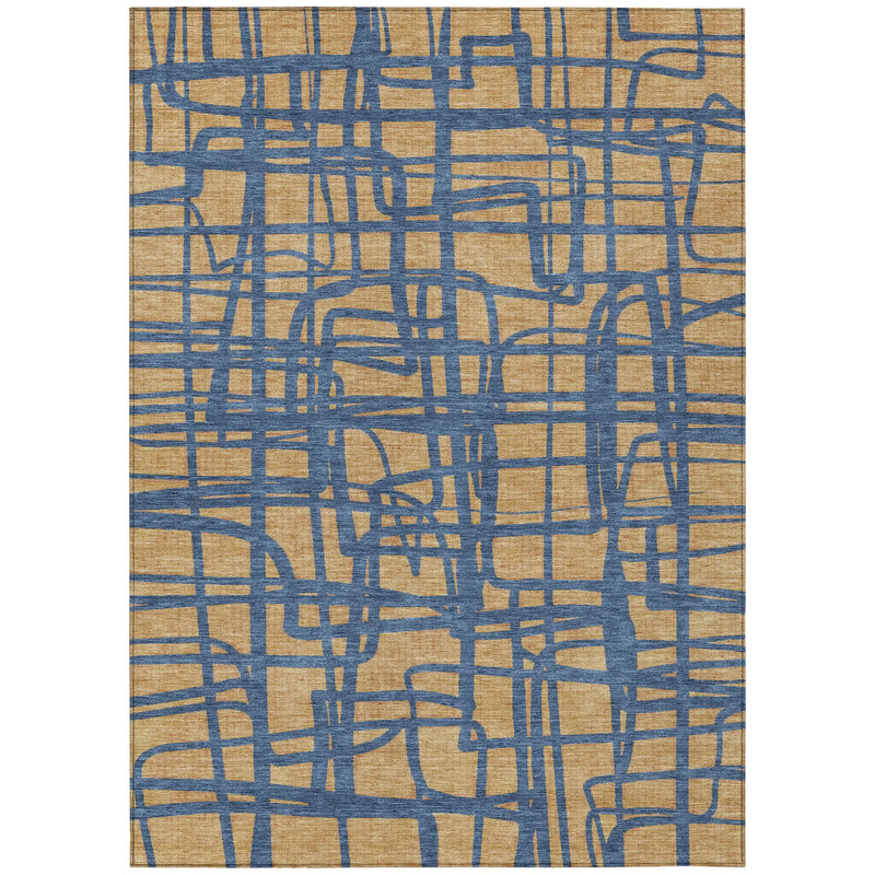9' X 12' Gold And Copper Abstract Washable Indoor Outdoor Area Rug Homeroots Outdoor