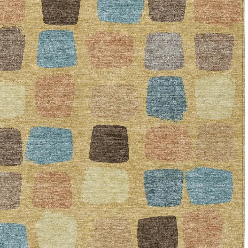 9' X 12' Gold And Copper Geometric Washable Indoor Outdoor Area Rug Homeroots Outdoor