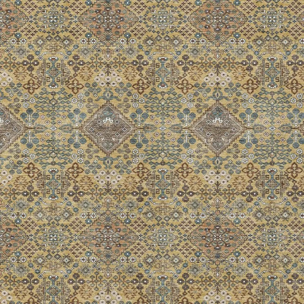 9' X 12' Gold And Copper Geometric Washable Indoor Outdoor Area Rug Homeroots Outdoor