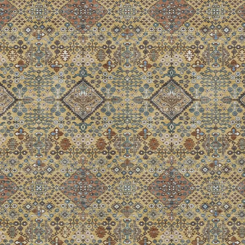 9' X 12' Gold And Copper Geometric Washable Indoor Outdoor Area Rug Homeroots Outdoor