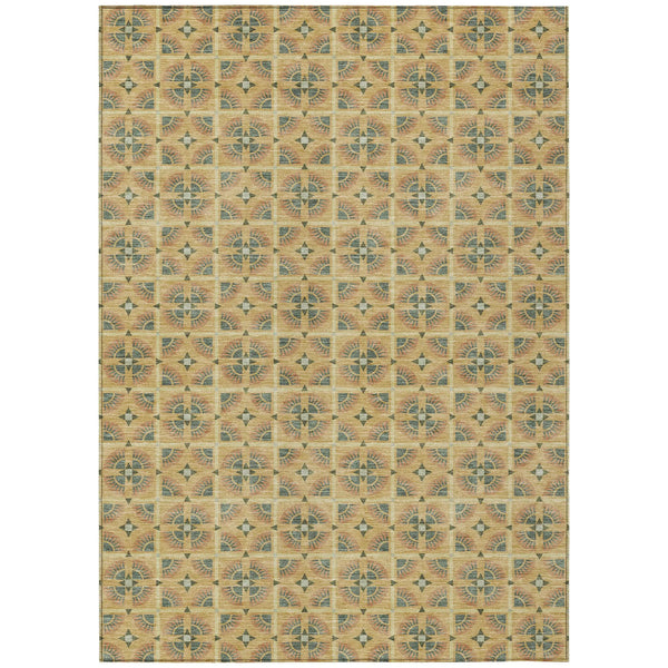 9' X 12' Gold And Copper Geometric Washable Indoor Outdoor Area Rug Homeroots Outdoor