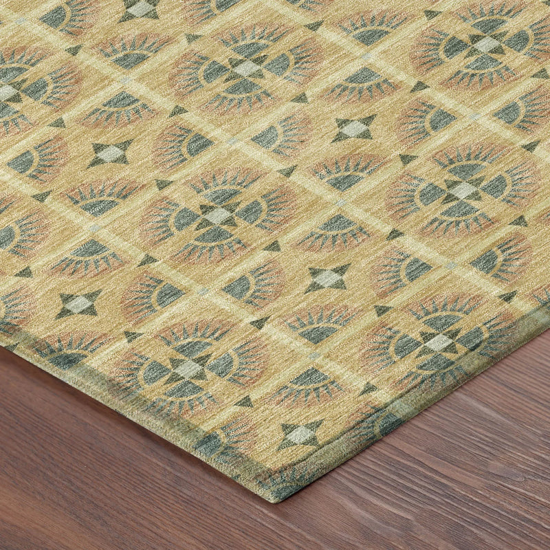 9' X 12' Gold And Copper Geometric Washable Indoor Outdoor Area Rug Homeroots Outdoor