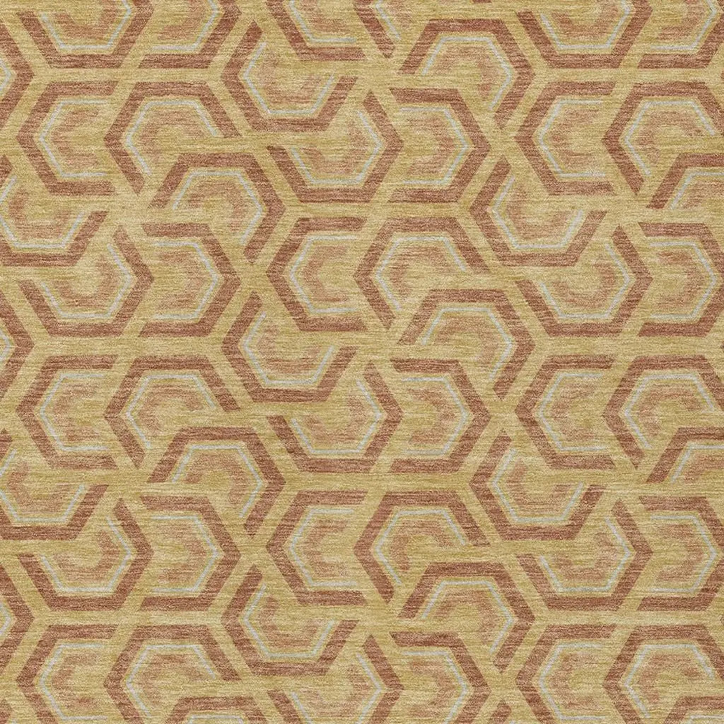 9' X 12' Gold And Copper Geometric Washable Indoor Outdoor Area Rug Homeroots Outdoor