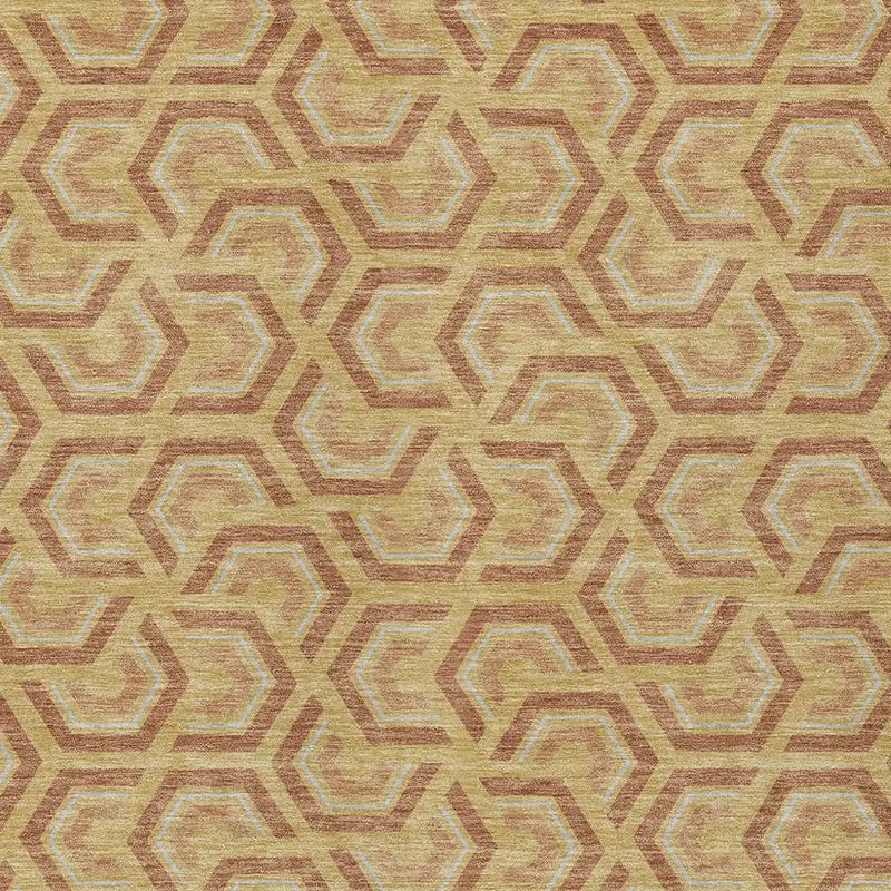 9' X 12' Gold And Copper Geometric Washable Indoor Outdoor Area Rug Homeroots Outdoor