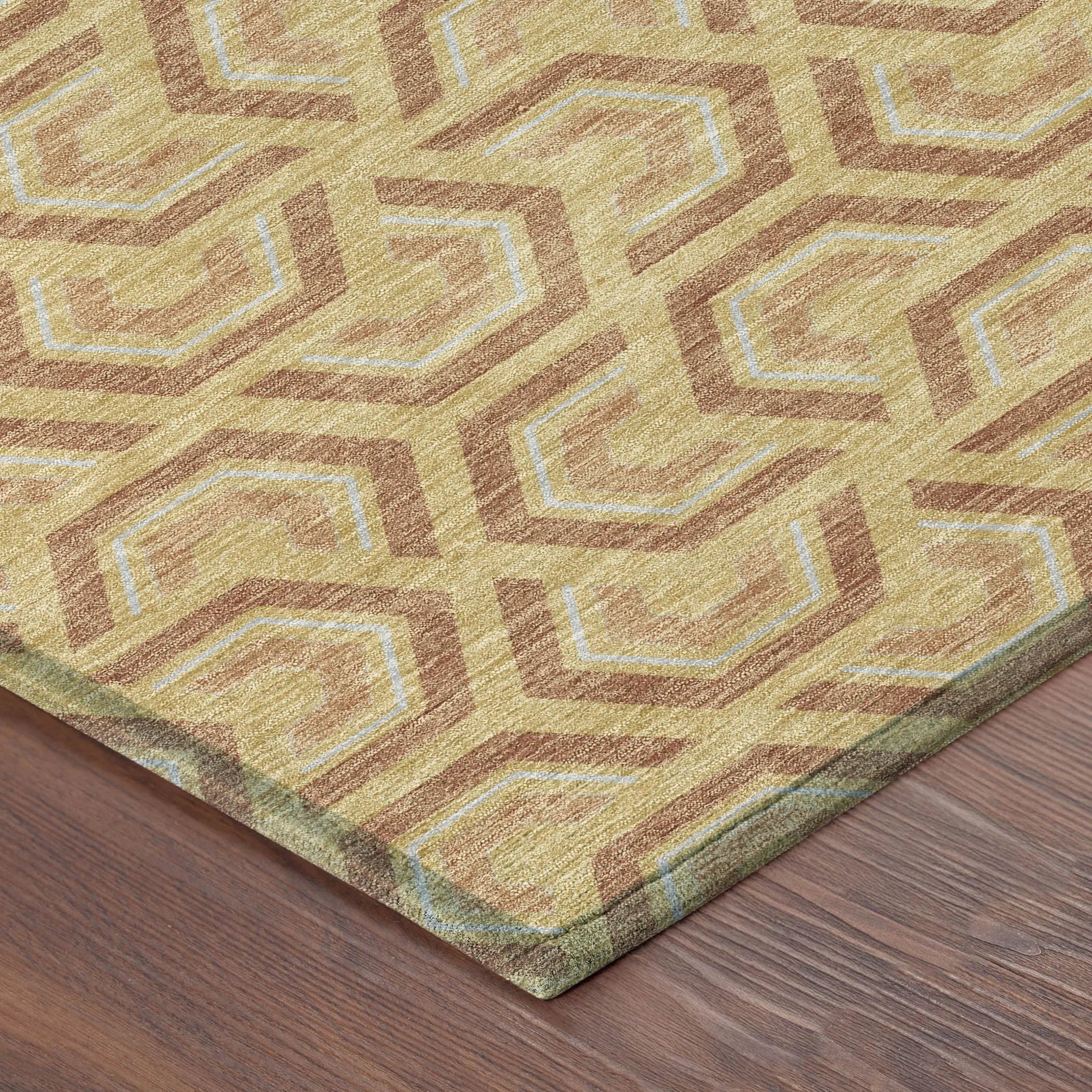 9' X 12' Gold And Copper Geometric Washable Indoor Outdoor Area Rug Homeroots Outdoor