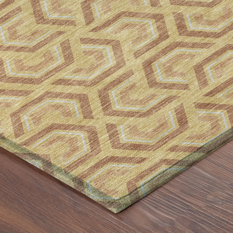9' X 12' Gold And Copper Geometric Washable Indoor Outdoor Area Rug Homeroots Outdoor