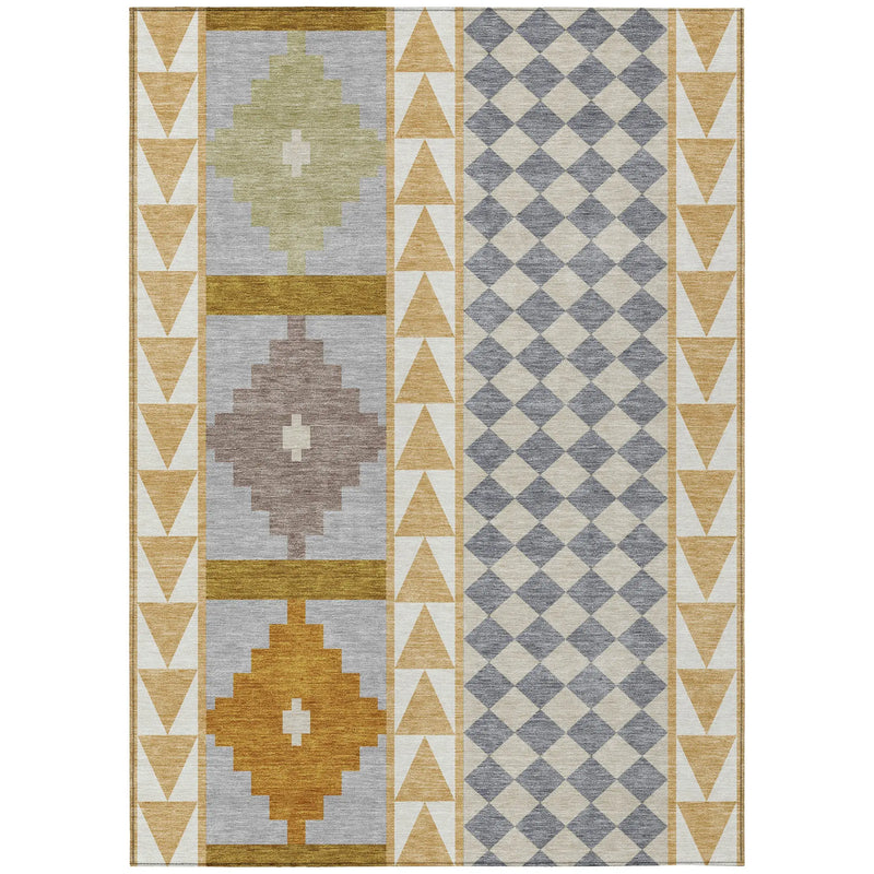 9' X 12' Gold And Copper Southwestern Washable Indoor Outdoor Area Rug Homeroots Outdoor