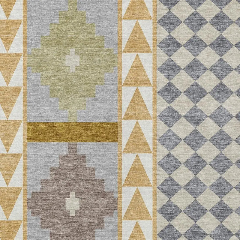 9' X 12' Gold And Copper Southwestern Washable Indoor Outdoor Area Rug Homeroots Outdoor