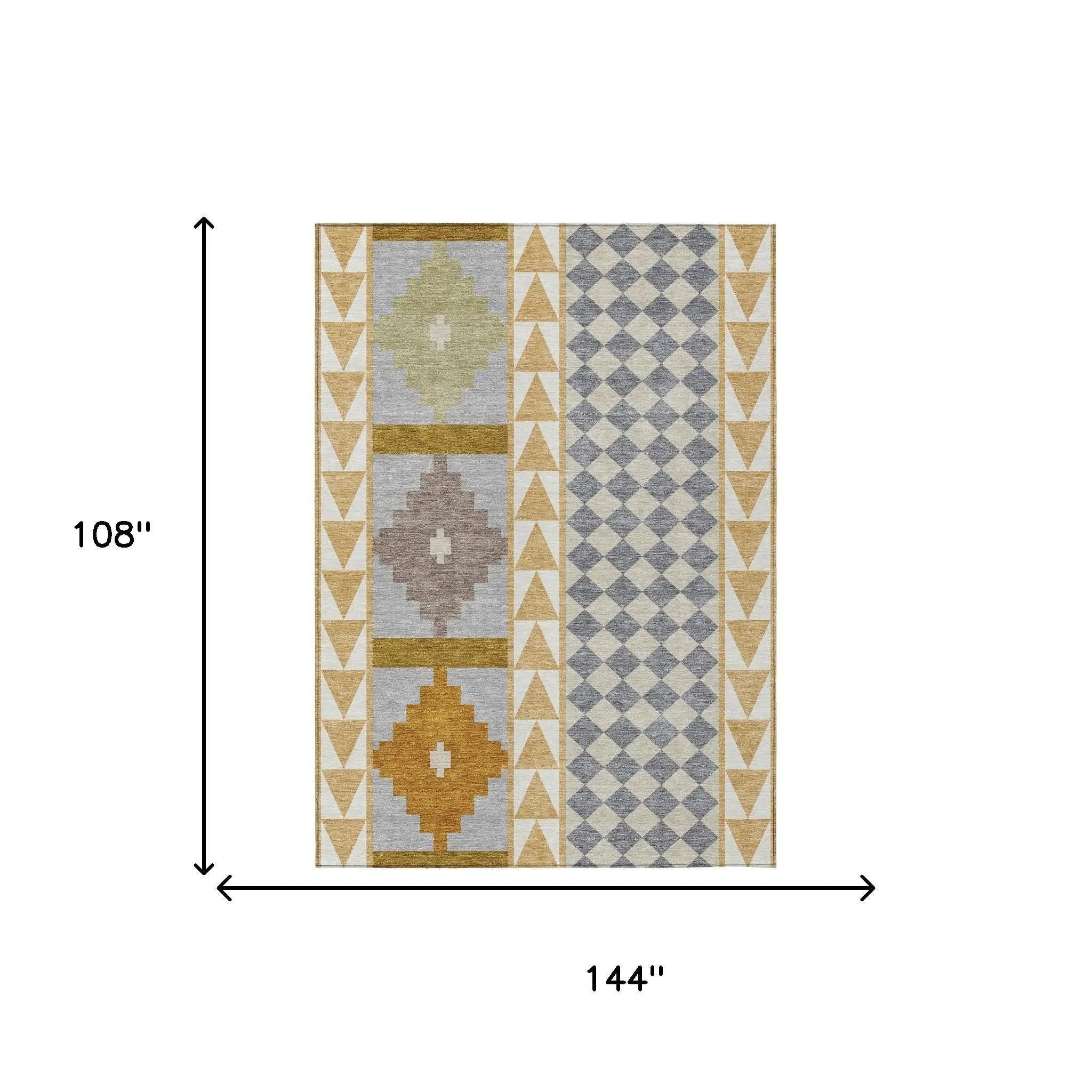9' X 12' Gold And Copper Southwestern Washable Indoor Outdoor Area Rug Homeroots Outdoor