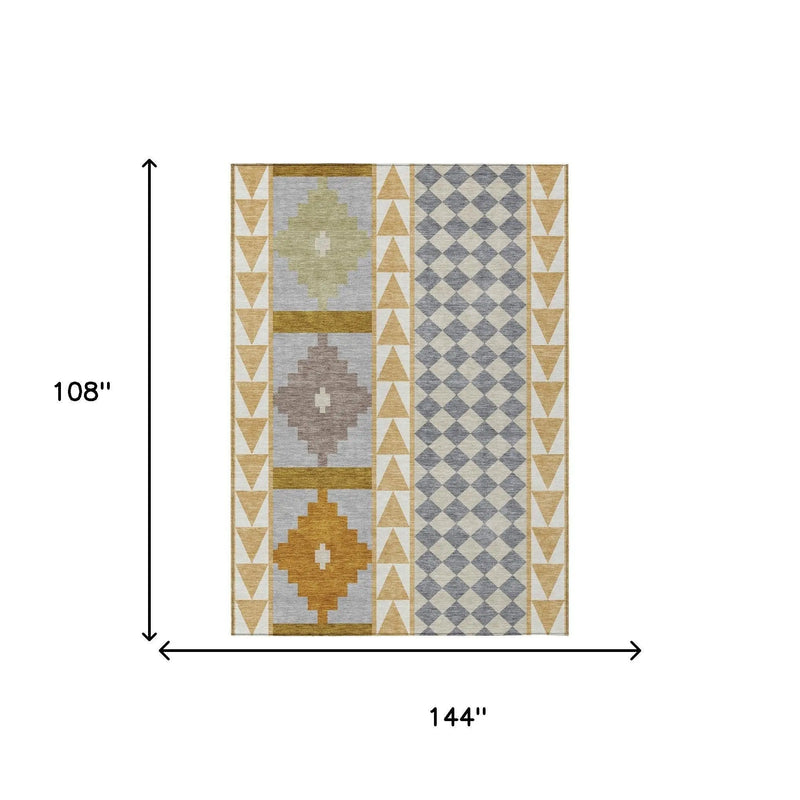 9' X 12' Gold And Copper Southwestern Washable Indoor Outdoor Area Rug Homeroots Outdoor