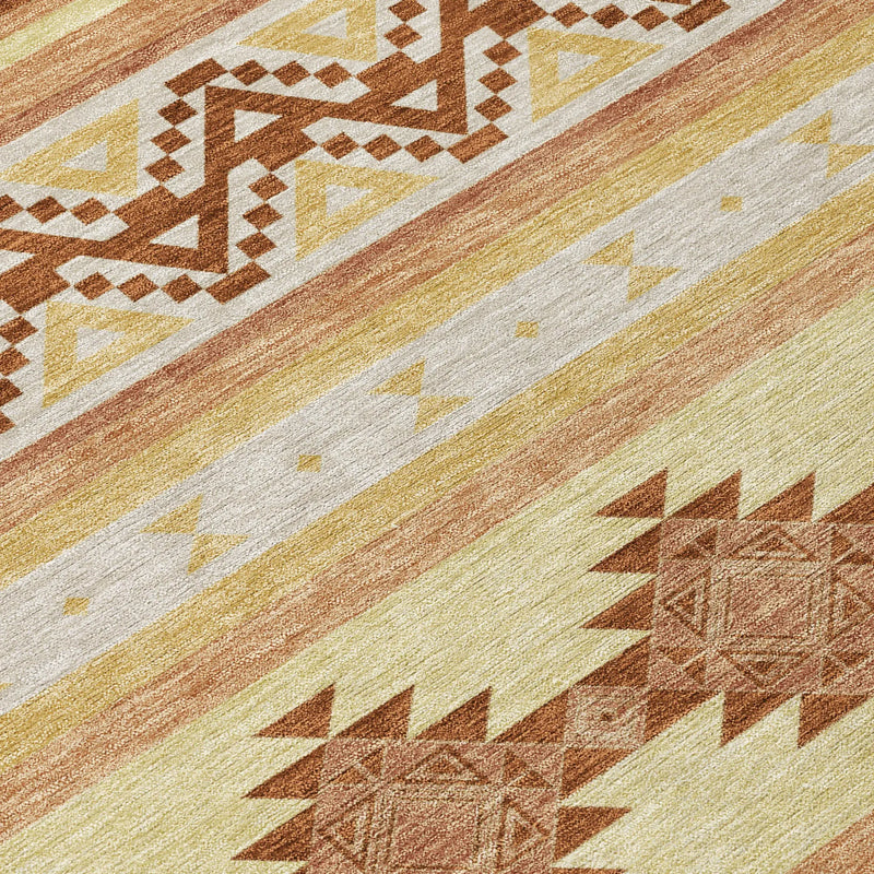 9' X 12' Gold And Copper Southwestern Washable Indoor Outdoor Area Rug Homeroots Outdoor