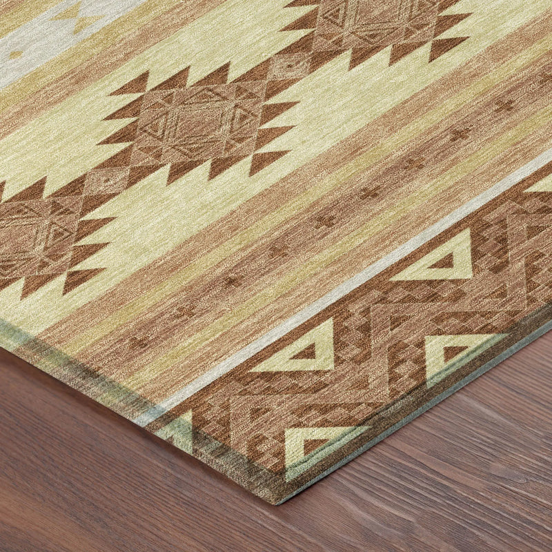 9' X 12' Gold And Copper Southwestern Washable Indoor Outdoor Area Rug Homeroots Outdoor