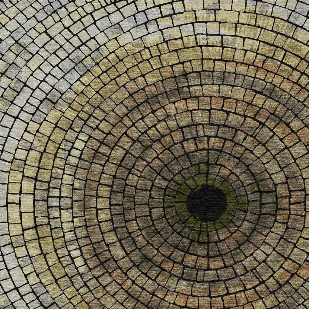 9' X 12' Gold And Gray Geometric Washable Indoor Outdoor Area Rug Homeroots Outdoor