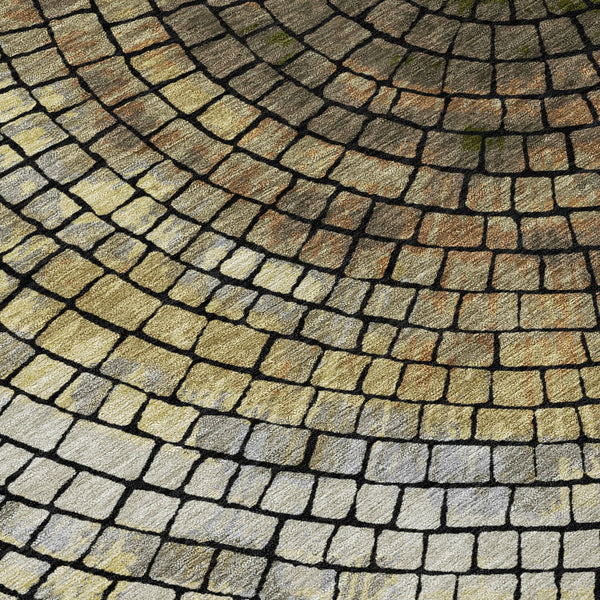 9' X 12' Gold And Gray Geometric Washable Indoor Outdoor Area Rug Homeroots Outdoor
