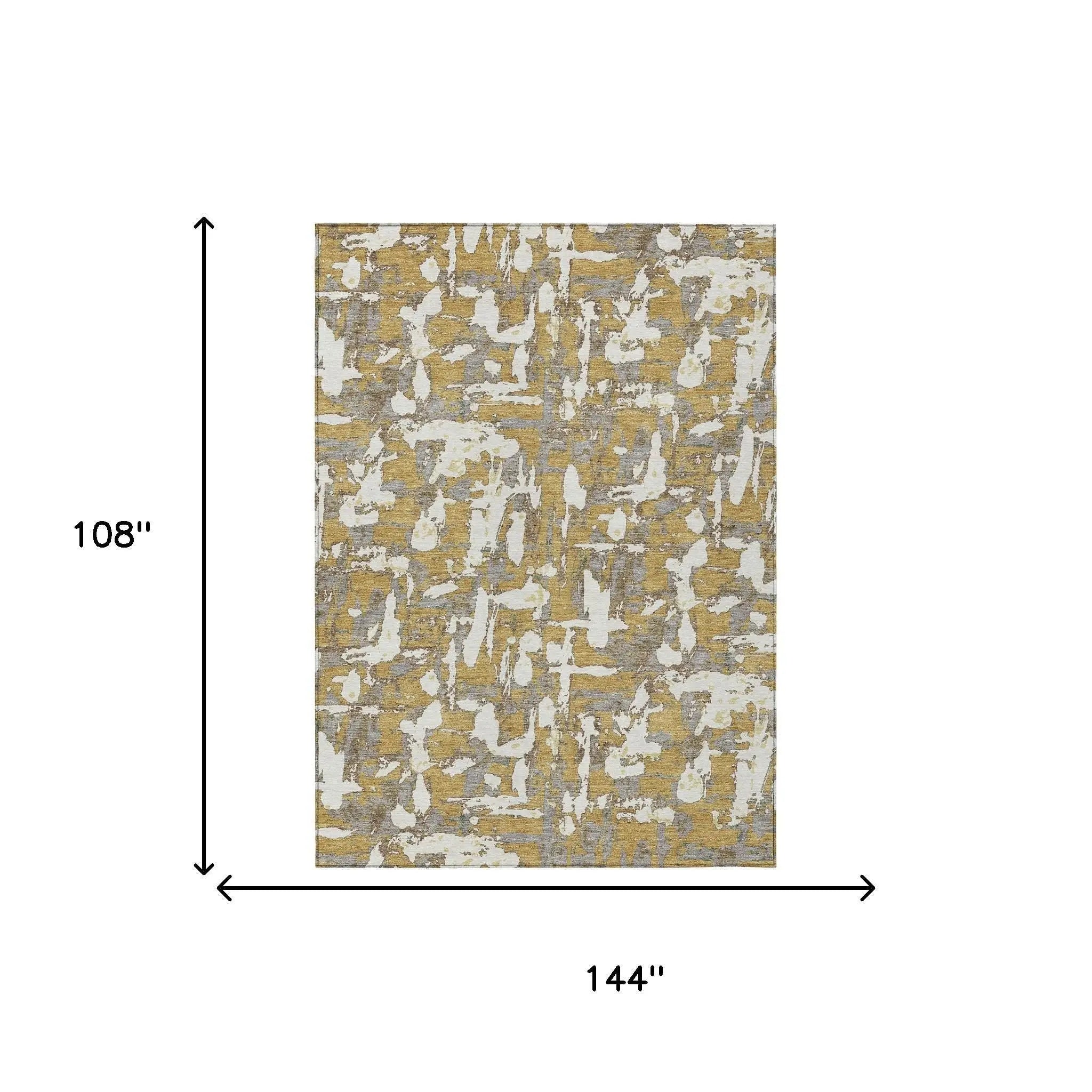 9' X 12' Gold And Ivory Abstract Washable Indoor Outdoor Area Rug Homeroots Outdoor