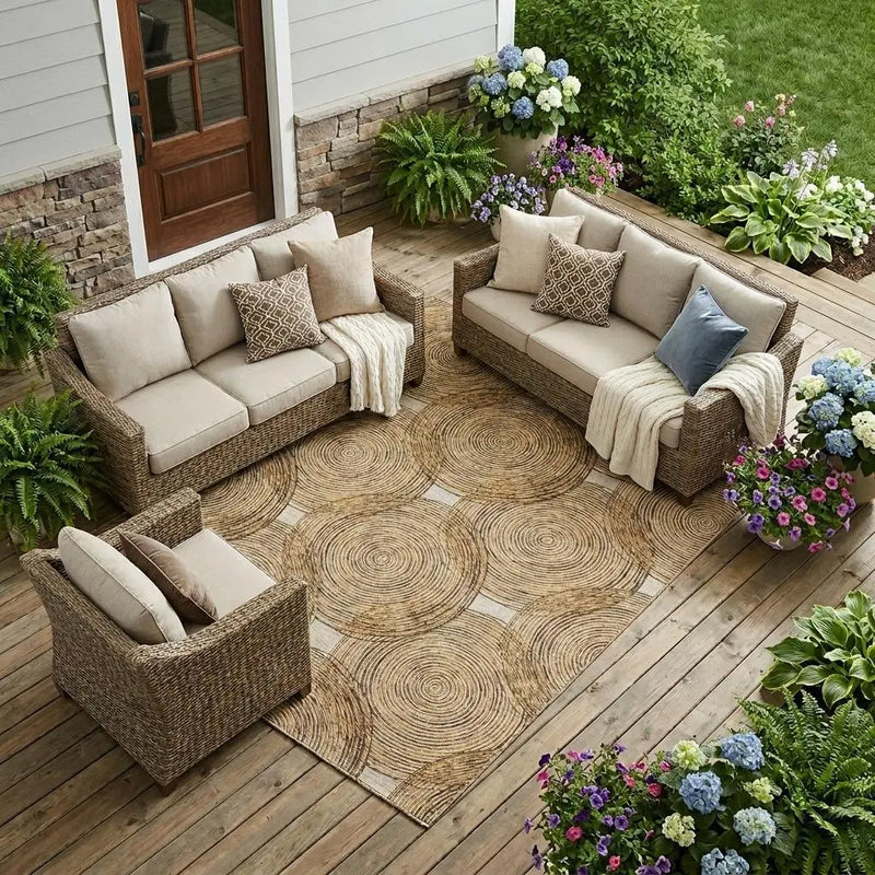 9' X 12' Gold And Ivory Geometric Washable Indoor Outdoor Area Rug Homeroots Outdoor