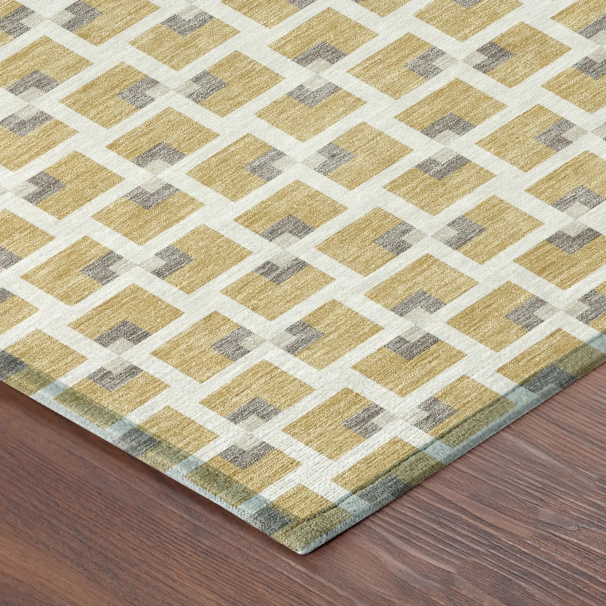 9' X 12' Gold And Ivory Geometric Washable Indoor Outdoor Area Rug Homeroots Outdoor
