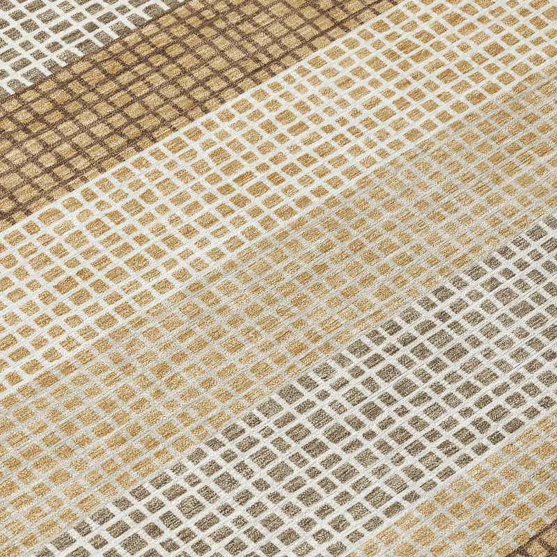 9' X 12' Gold And Ivory Striped Washable Indoor Outdoor Area Rug Homeroots Outdoor