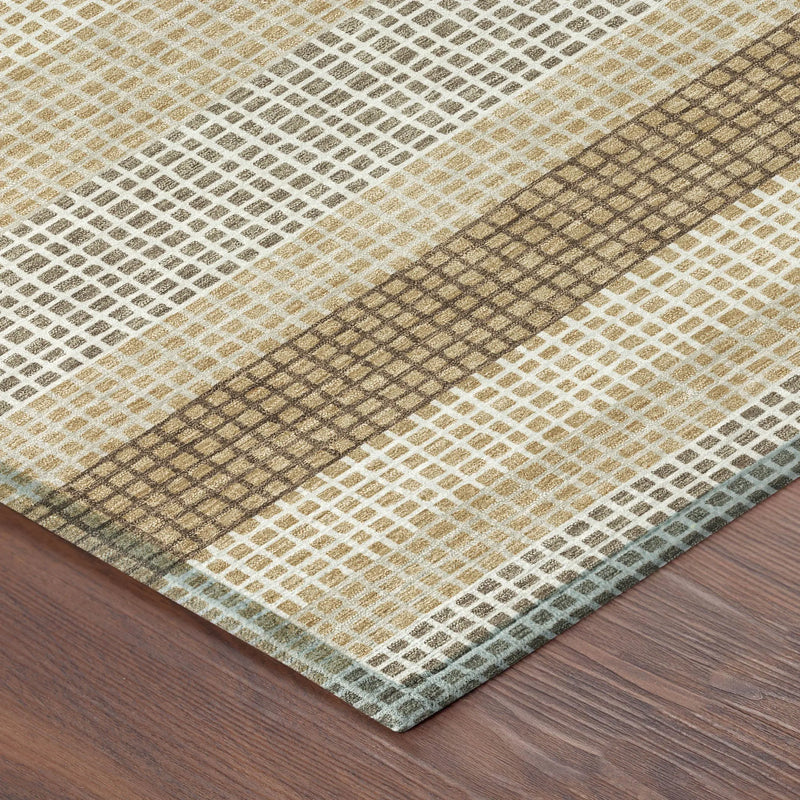 9' X 12' Gold And Ivory Striped Washable Indoor Outdoor Area Rug Homeroots Outdoor