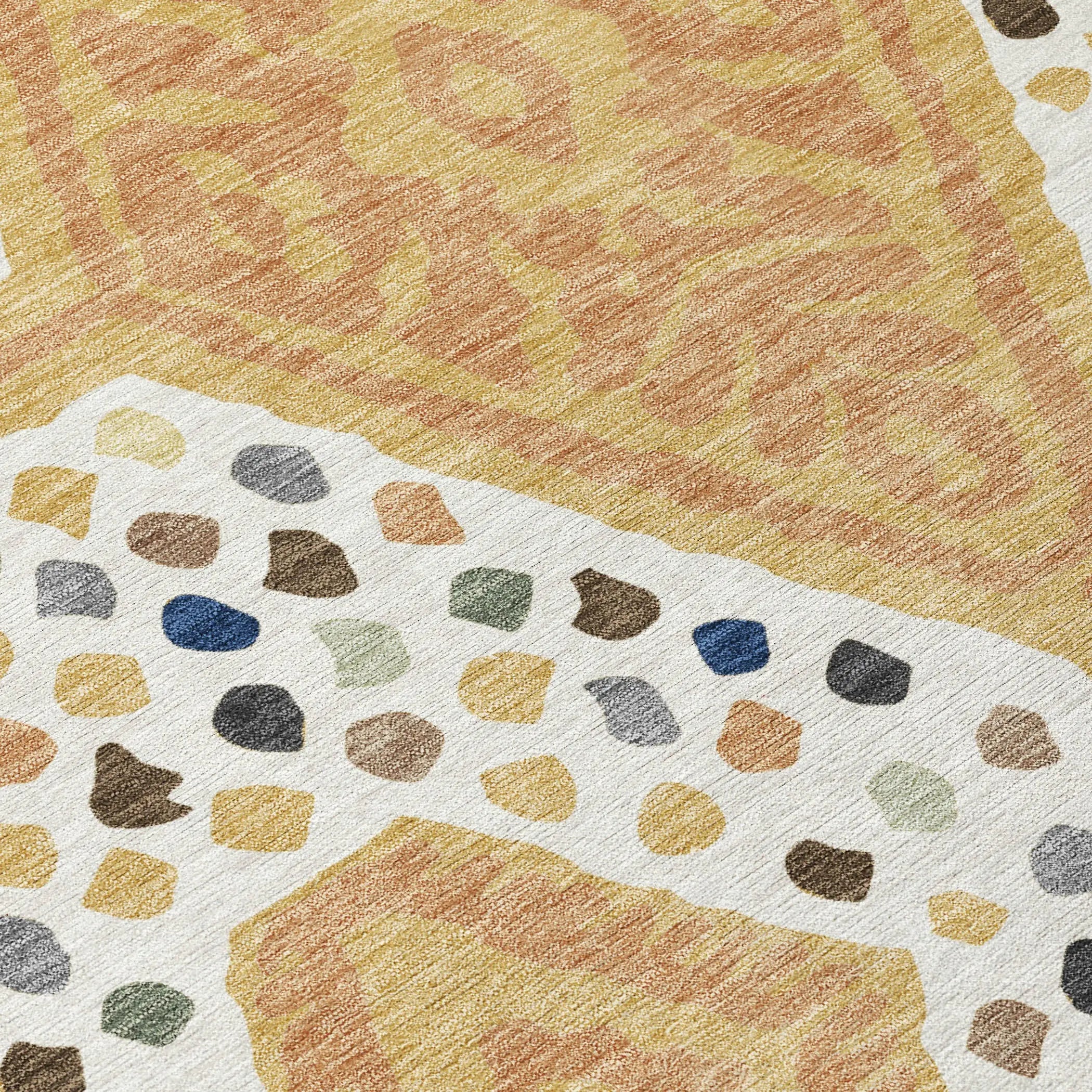 9' X 12' Gold And Ivory Tribal Washable Indoor Outdoor Area Rug Homeroots Outdoor