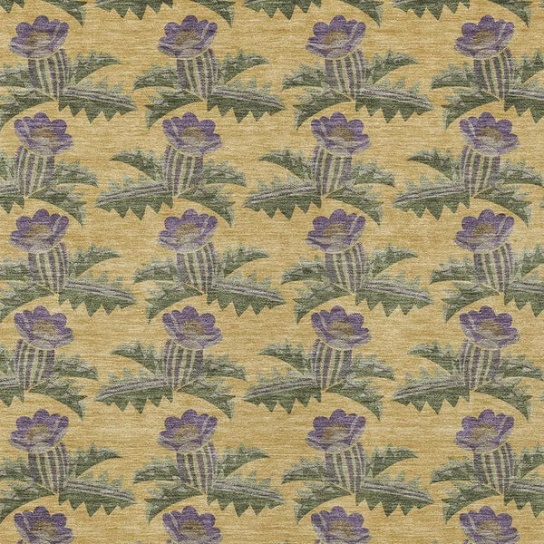 9' X 12' Gold And Khaki Floral Washable Indoor Outdoor Area Rug Homeroots Outdoor
