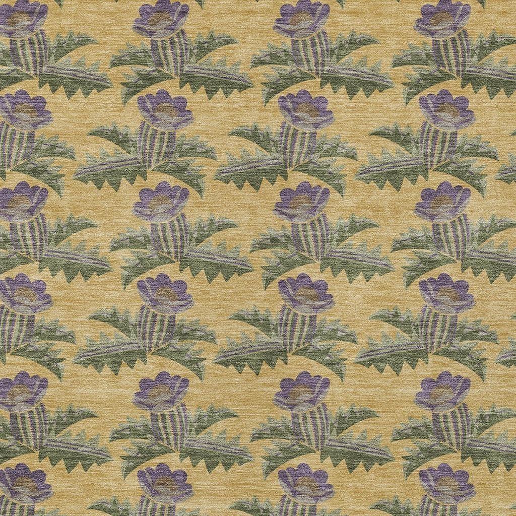9' X 12' Gold And Khaki Floral Washable Indoor Outdoor Area Rug Homeroots Outdoor