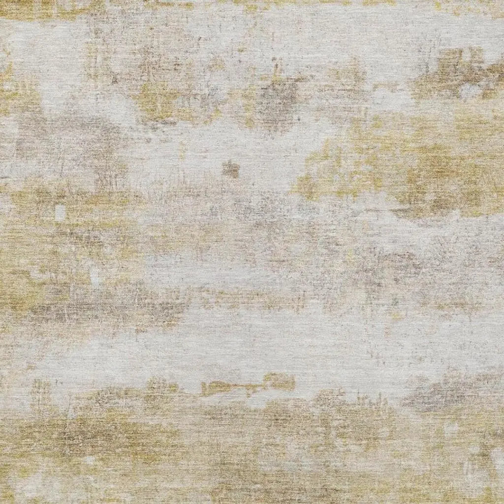 9' X 12' Gold And Linen Abstract Washable Indoor Outdoor Area Rug Homeroots Outdoor