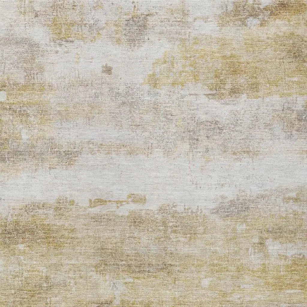 9' X 12' Gold And Linen Abstract Washable Indoor Outdoor Area Rug Homeroots Outdoor