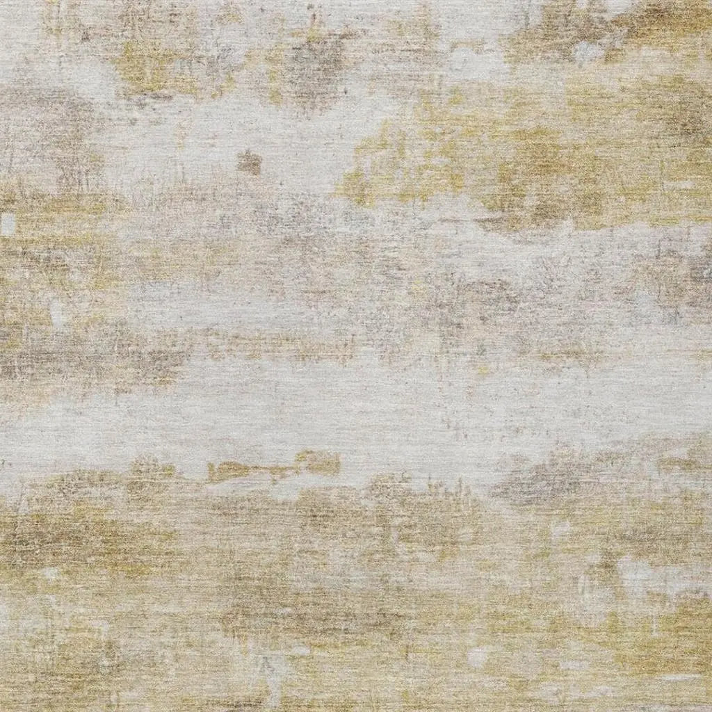 9' X 12' Gold And Linen Abstract Washable Indoor Outdoor Area Rug Homeroots Outdoor