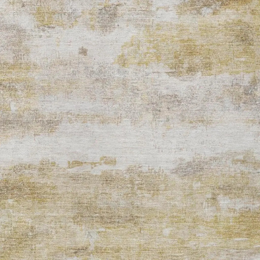 9' X 12' Gold And Linen Abstract Washable Indoor Outdoor Area Rug Homeroots Outdoor