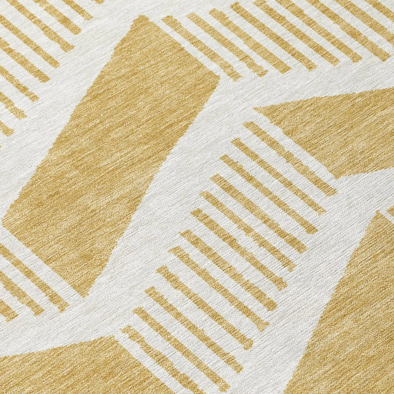 9' X 12' Gold And Linen Geometric Washable Indoor Outdoor Area Rug Homeroots Outdoor