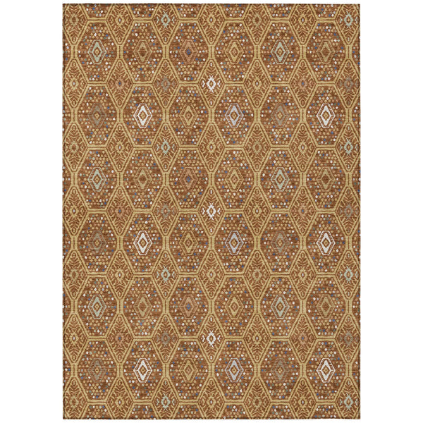 9' X 12' Gold And Orange Geometric Washable Indoor Outdoor Area Rug Homeroots Outdoor