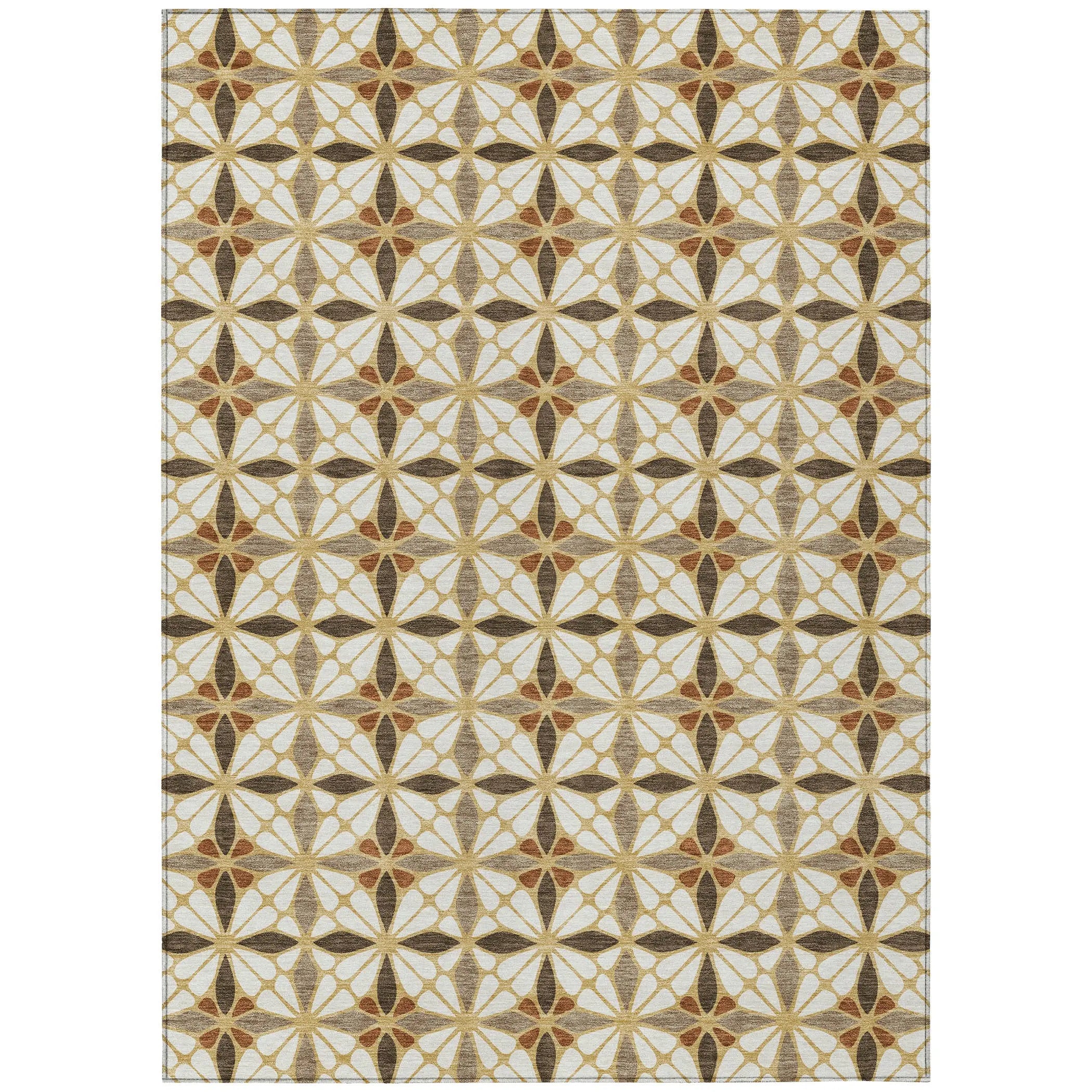 9' X 12' Gold And Orange Geometric Washable Indoor Outdoor Area Rug Homeroots Outdoor
