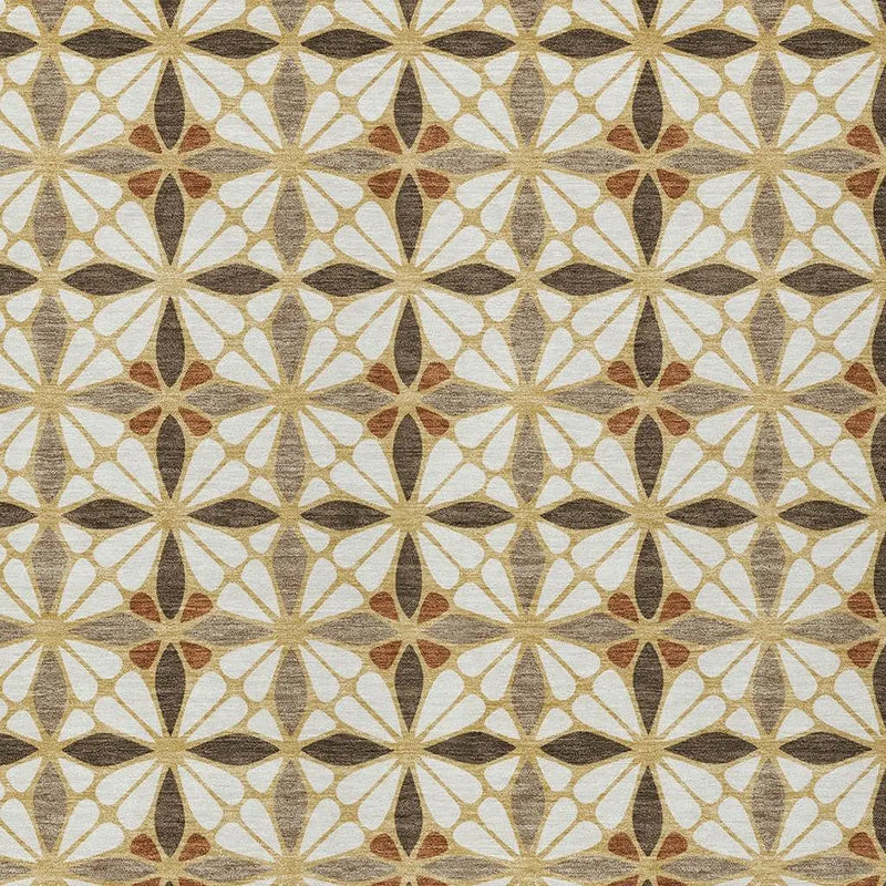 9' X 12' Gold And Orange Geometric Washable Indoor Outdoor Area Rug Homeroots Outdoor