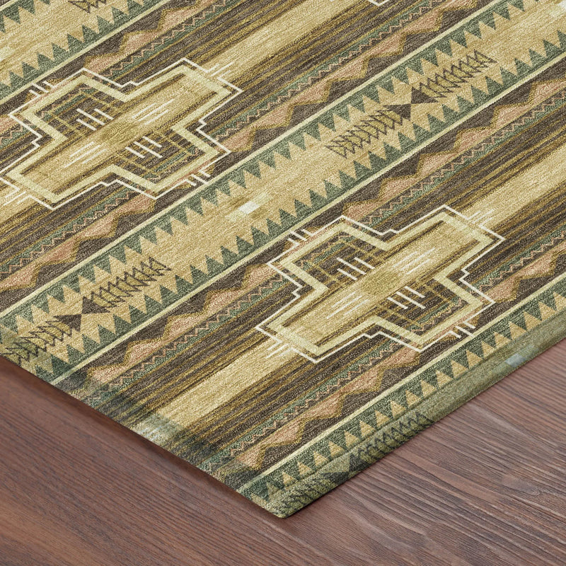 9' X 12' Gold And Red Tribal Washable Indoor Outdoor Area Rug Homeroots Outdoor