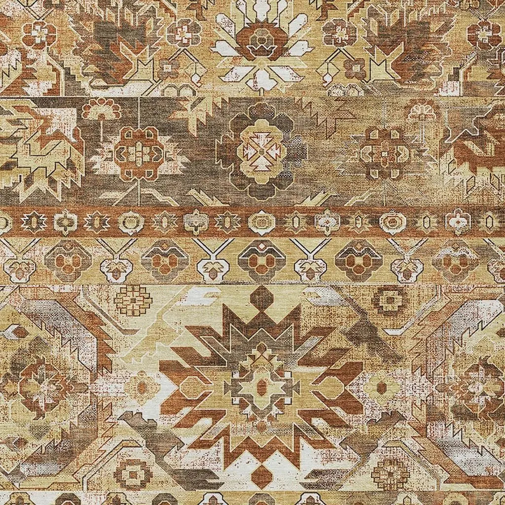 9' X 12' Gold And Saffron Cactus Washable Indoor Outdoor Area Rug Homeroots Outdoor