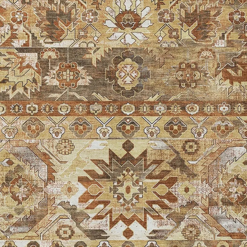 9' X 12' Gold And Saffron Cactus Washable Indoor Outdoor Area Rug Homeroots Outdoor