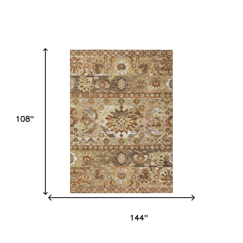 9' X 12' Gold And Saffron Cactus Washable Indoor Outdoor Area Rug Homeroots Outdoor