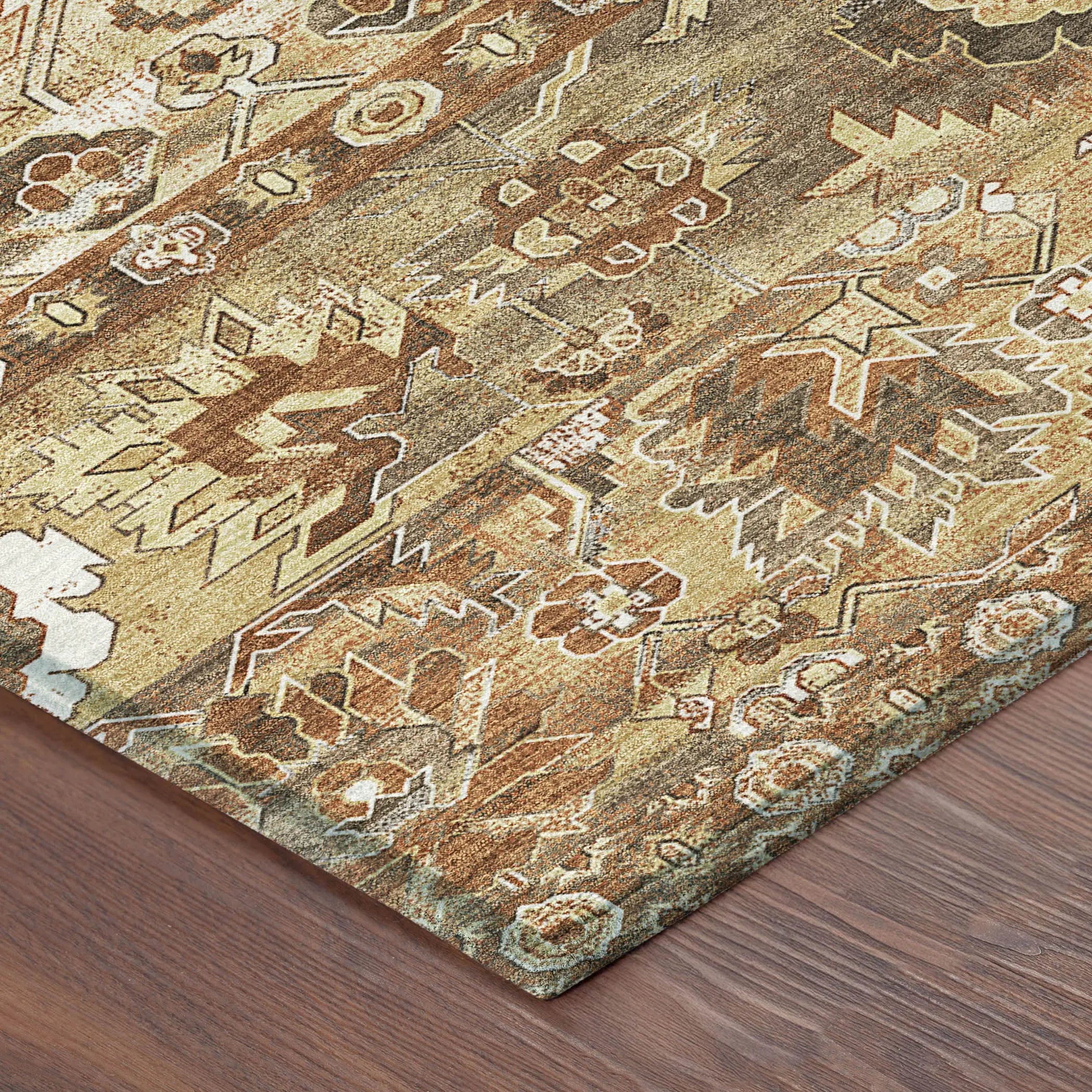 9' X 12' Gold And Saffron Cactus Washable Indoor Outdoor Area Rug Homeroots Outdoor