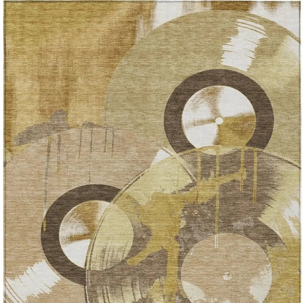 9' X 12' Gold And Saffron Geometric Washable Indoor Outdoor Area Rug Homeroots Outdoor