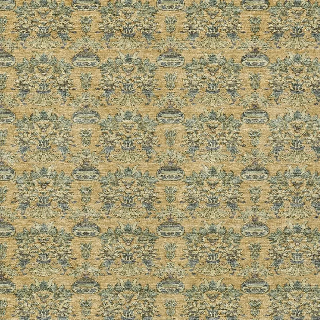 9' X 12' Gold And Silver Floral Washable Indoor Outdoor Area Rug Homeroots Outdoor