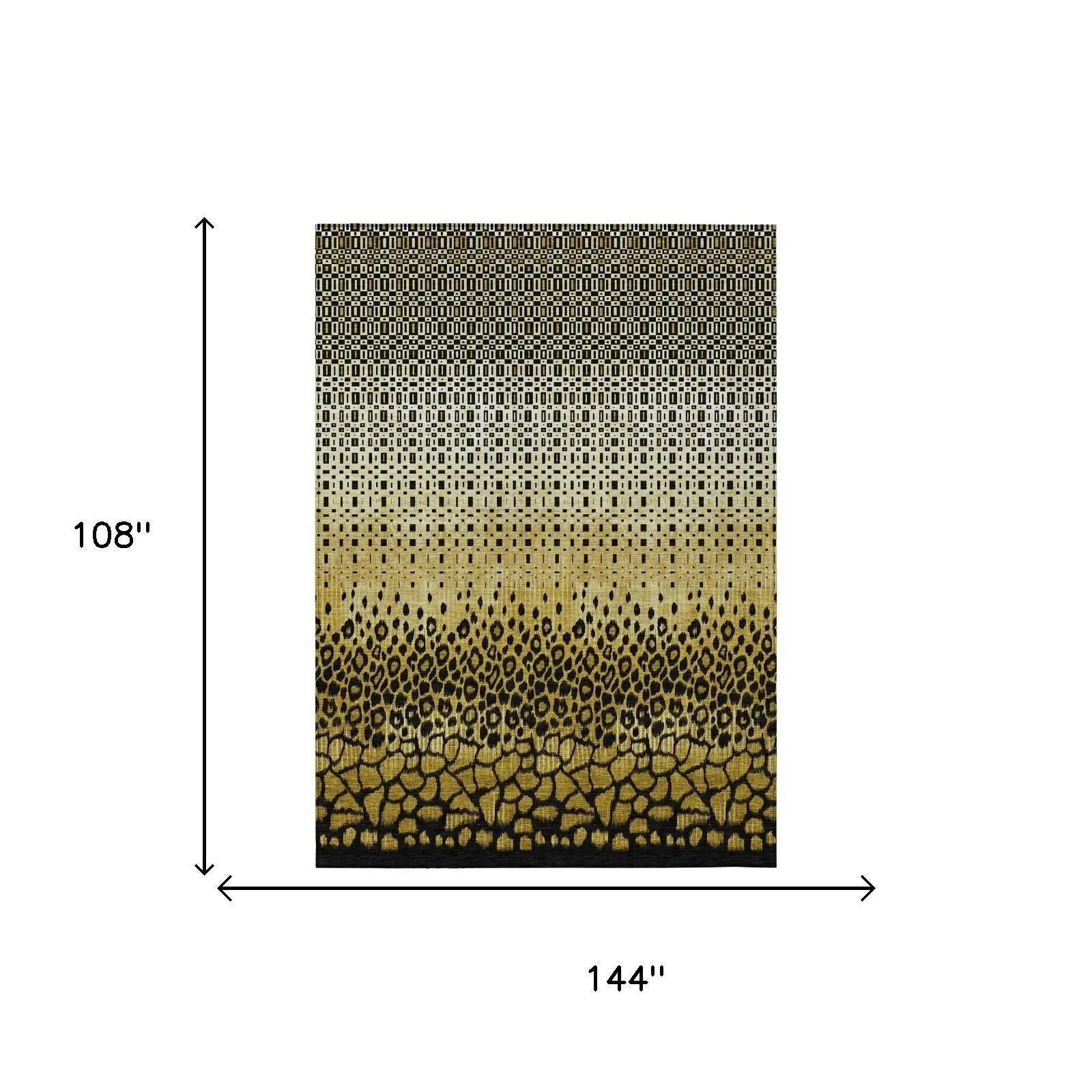 9' X 12' Gold And Walnut Geometric Washable Indoor Outdoor Area Rug Homeroots Outdoor