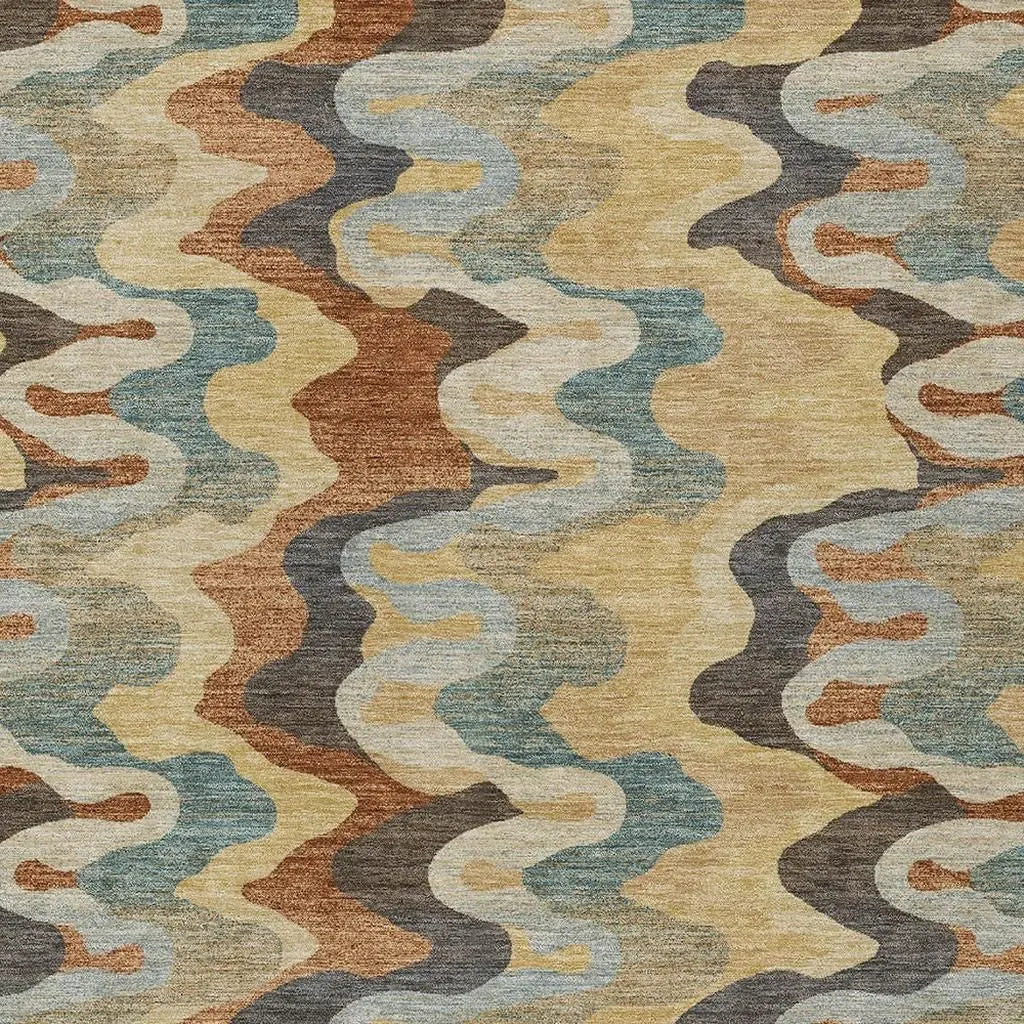9' X 12' Gold And Wheat Abstract Washable Indoor Outdoor Area Rug Homeroots Outdoor