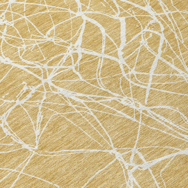 9' X 12' Gold And Wheat Abstract Washable Indoor Outdoor Area Rug Homeroots Outdoor