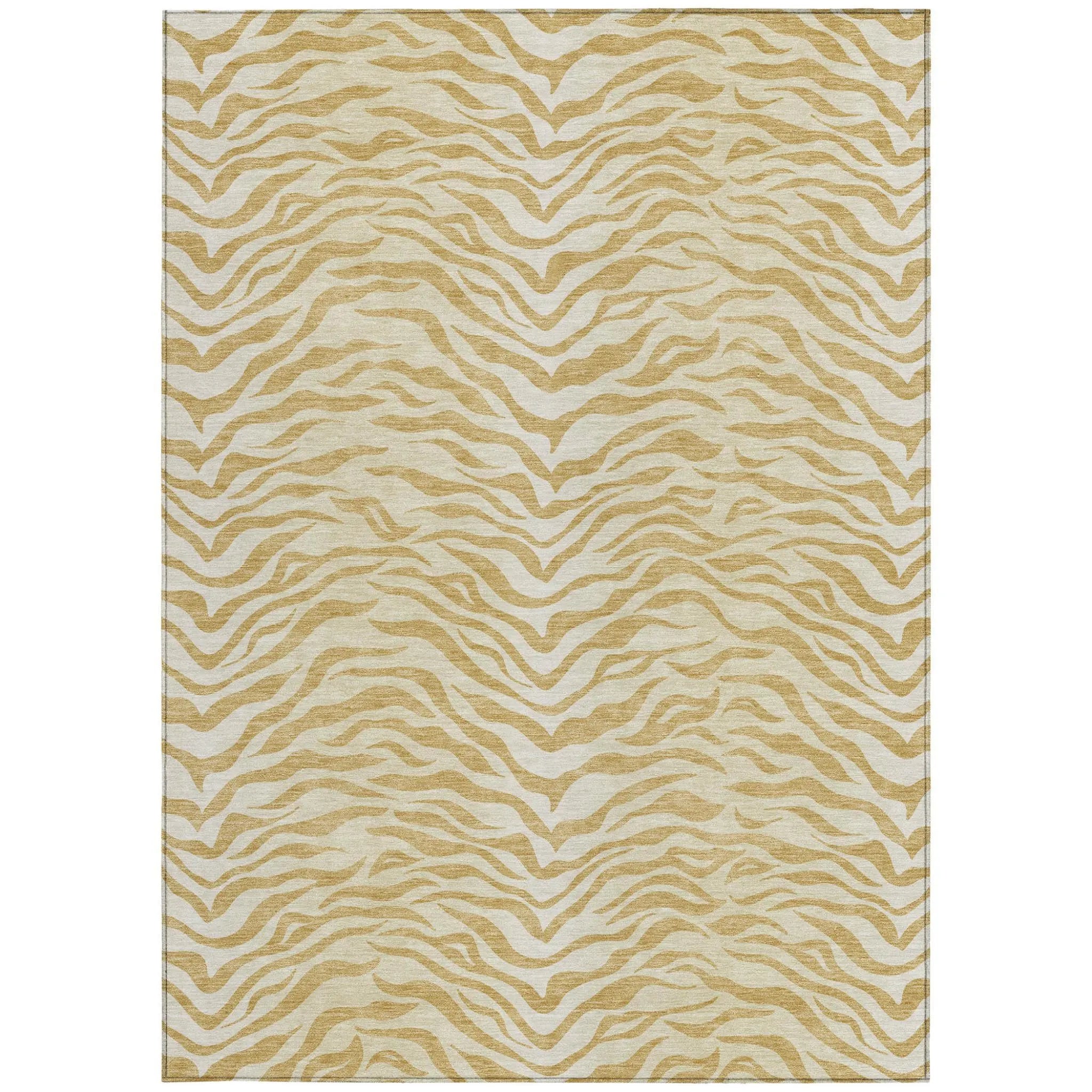 9' X 12' Gold And Wheat Animal Print Washable Indoor Outdoor Area Rug Homeroots Outdoor